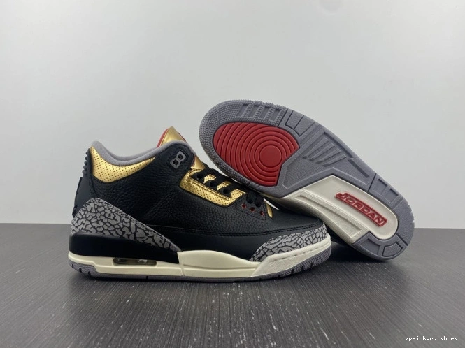 Rep WMNS Gold Jordan 3 Black Air CK9246-067 0805
